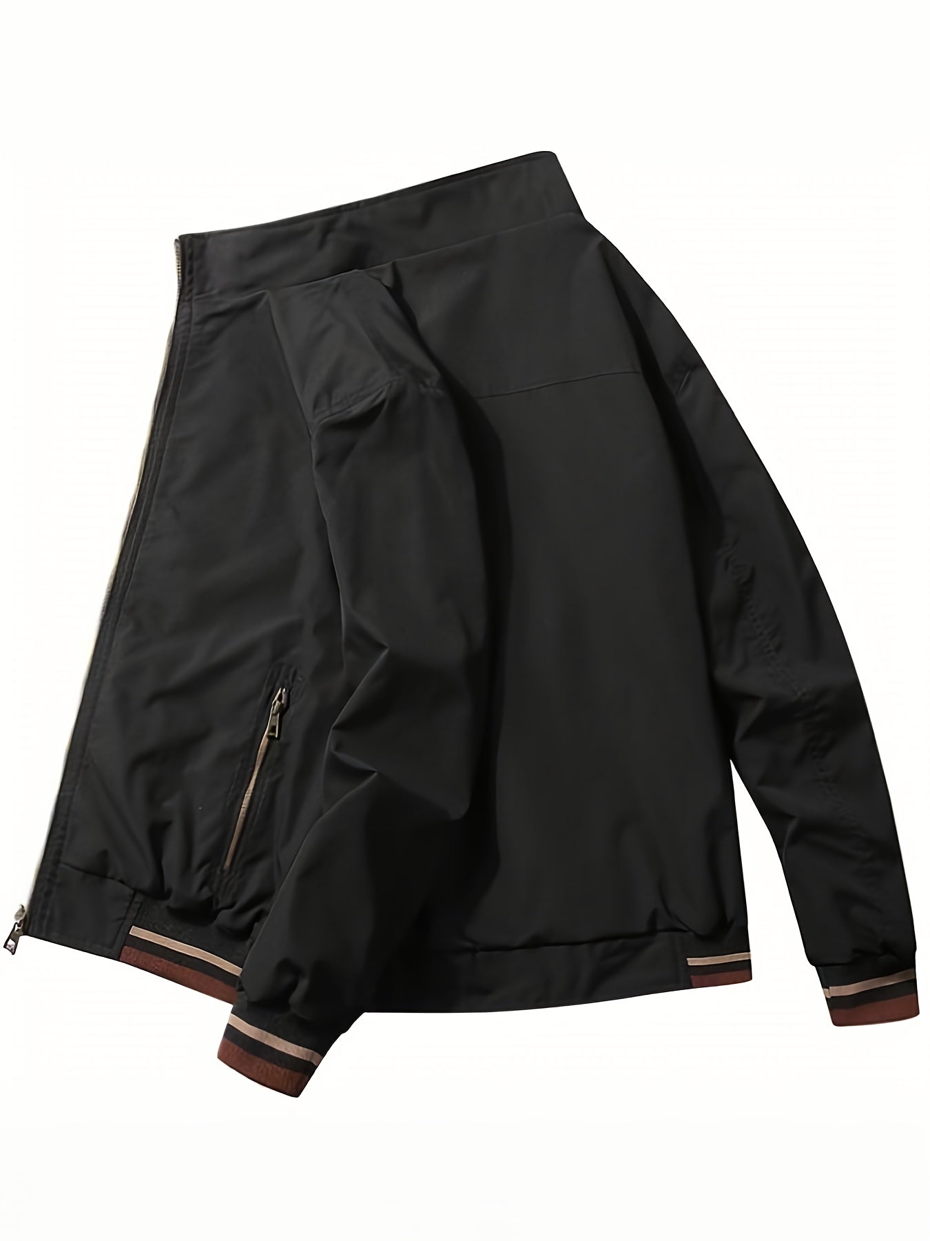 Reversible Casual Stand Collar Fashion Zip Up Jacket