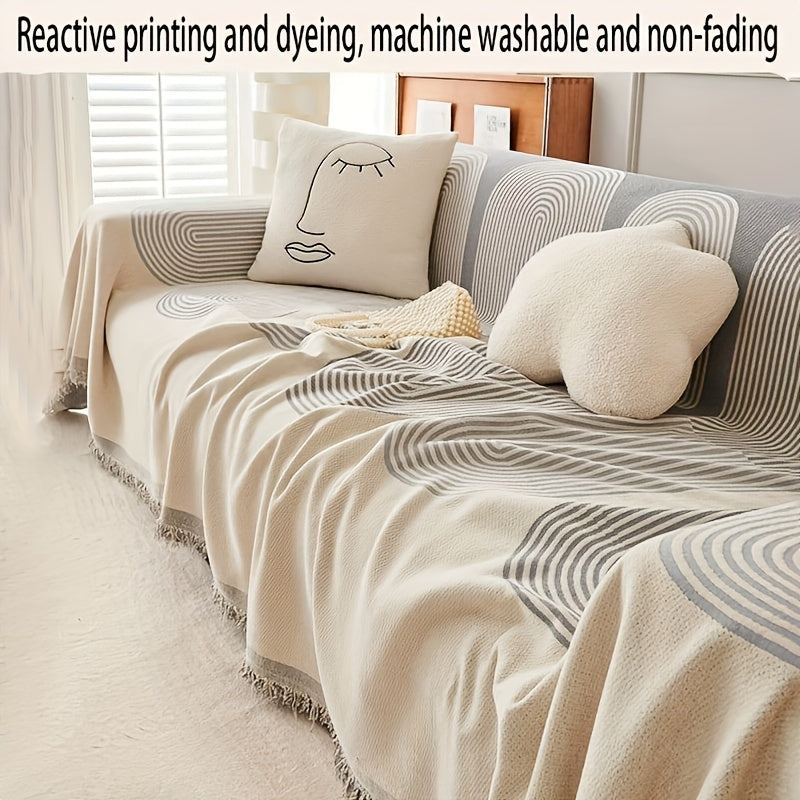 Bohemian Style Chenille Sofa Throw Covers Double-Sided