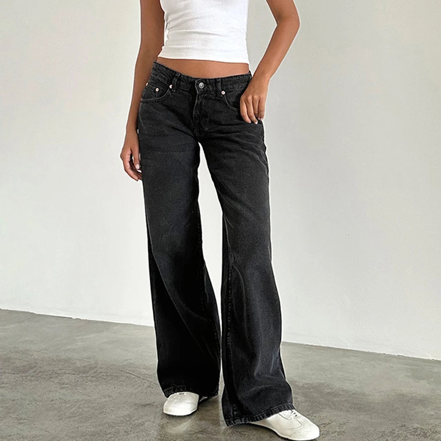 Low Rise Casual Straight Leg Boyfriend Jeans