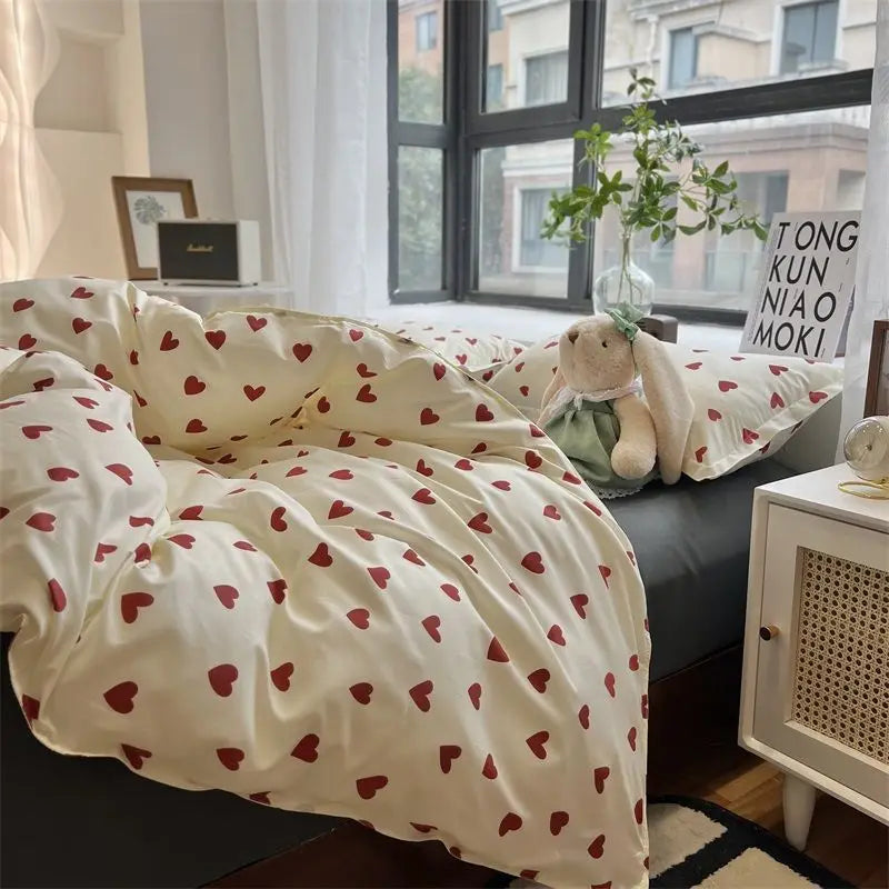 Bedding Set with Duvet Cover Flat Sheet