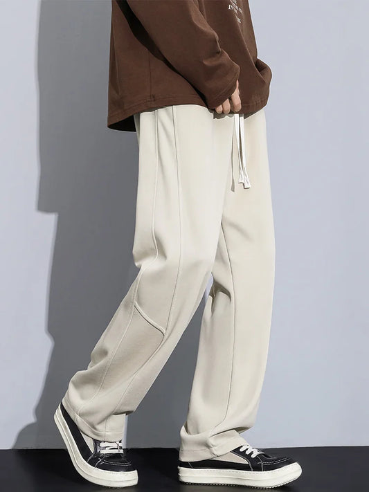 Wide Leg Track Pants Straight Loose Cotton Trousers