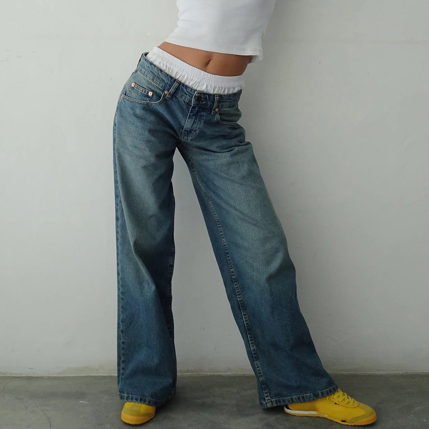 Low Rise Casual Straight Leg Boyfriend Jeans