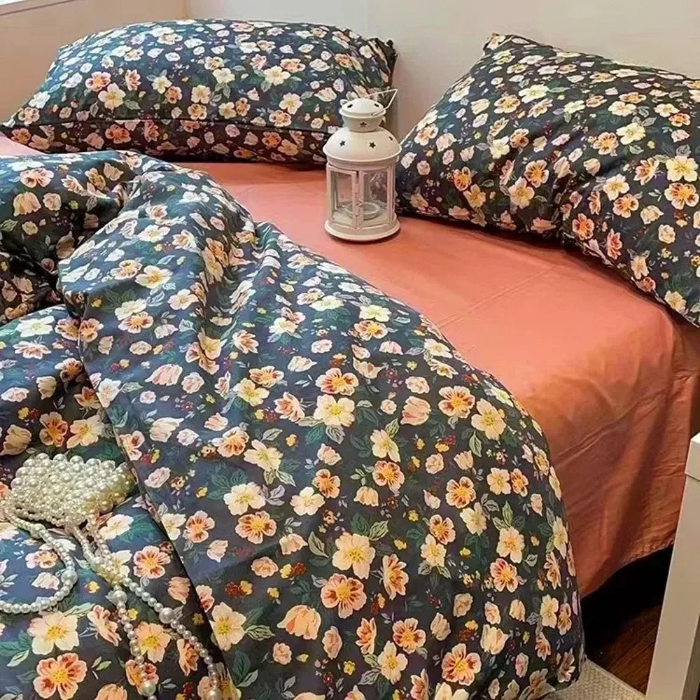 Bedding Set with Duvet Cover Flat Sheet