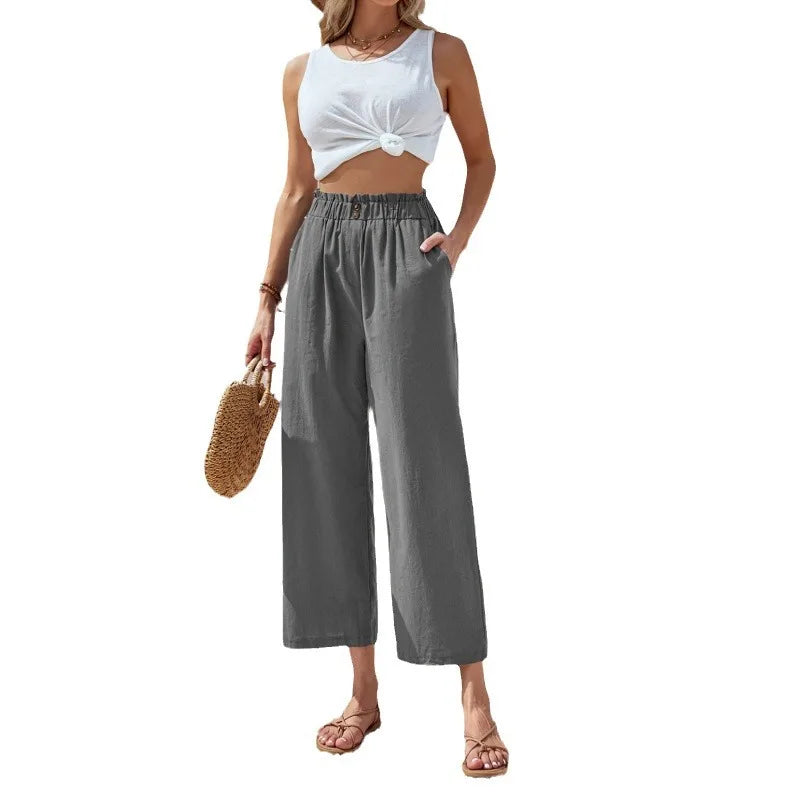 Cotton Linen Loose Wide Leg Pants