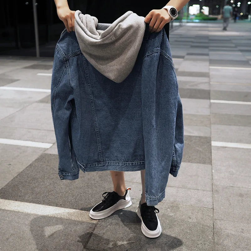 Denim Jacket Hooded Casual Streetwear