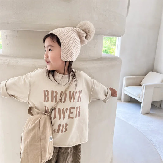 Children Long Sleeve Fashion Letter Print T Shirts