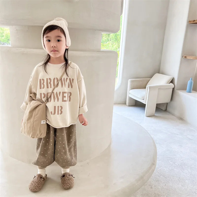 Children Long Sleeve Fashion Letter Print T Shirts