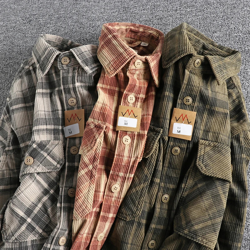 Long-Sleeved Shirt Washed Corduroy